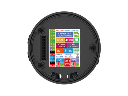 RP2350 1.85inch Round LCD Development Board, 360×360, 65K Color, Dual-core And Dual-architecture Design