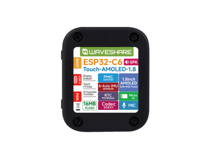 ESP32-C6 1.8inch Touch AMOLED Display Development Board, 368 × 448 Resolution, Supports Wi-Fi 6, BLE 5 And Zigbee