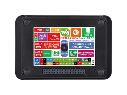 ESP32-P4-WIFI6 3.5inch Smart Vision Development Board, 320 × 480 Resolution, Equipped With OV5647 5MP Camera, Built-in Microphone And Speaker, Supports Wi-Fi 6 And BLE 5