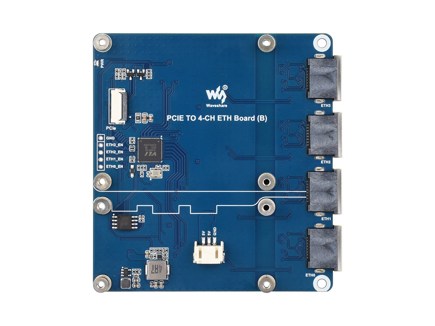 PCIe TO 4-Ch Gigabit / 2.5G ETH Board (B) For Raspberry Pi 5, Supports Raspberry Pi OS, Driver-Free, Plug And Play