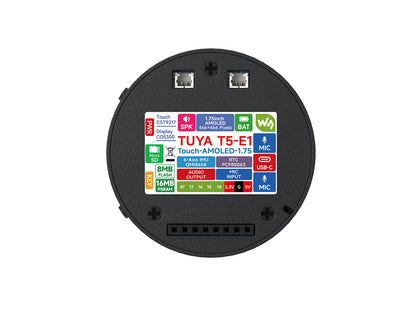 Tuya T5-E1 1.75inch AMOLED Round Development Board, 466 × 466 Pixels, QSPI Interface, Supports Tuya Smart Global AI Cloud Development Platform And Multiple AI Large Models, All-In-One Touch Display