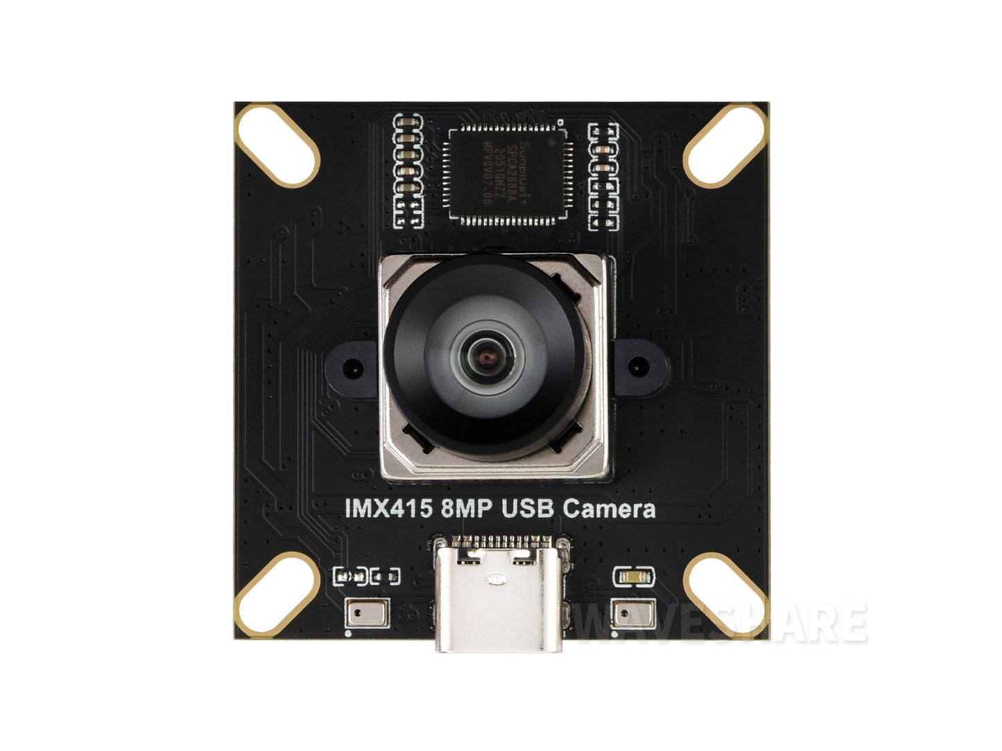 IMX415 8MP High-resolution USB Camera Module, IMX415 Sensor Chip, USB2.0 Port, Onboard Dual Microphones, Distortion-free