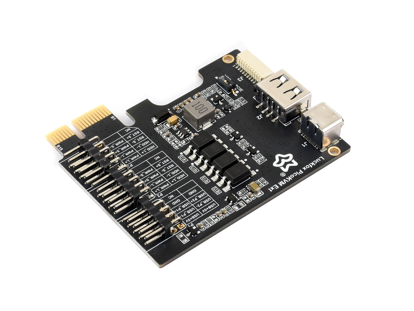 Luckfox PicoKVM Ext Expansion Board, Compatible With PCIe ×1 / ×4 / ×8 / ×16 Slots, Adapting Motherboard USB Ports, Works With Luckfox PicoKVM For Remote Power Management