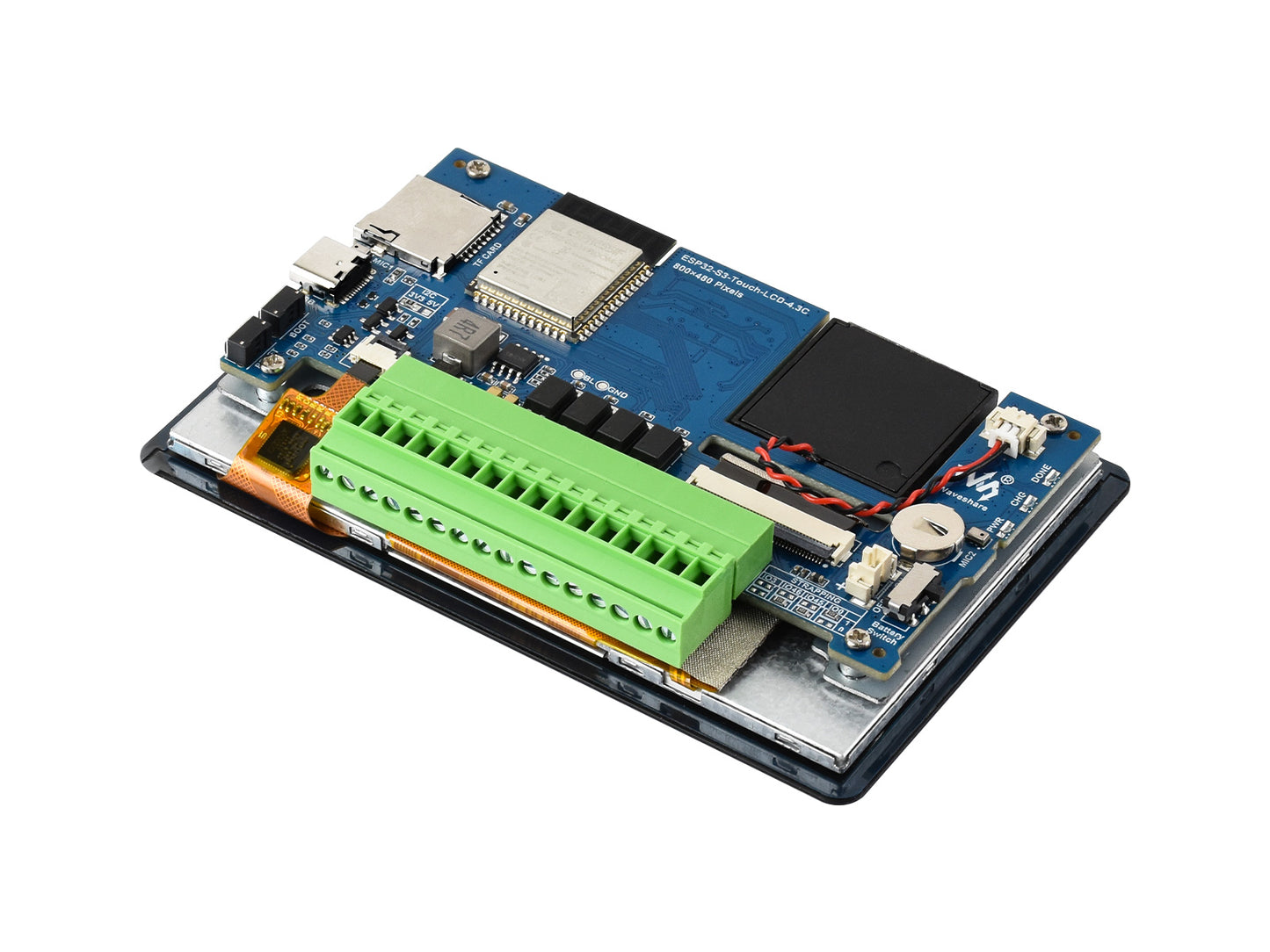 ESP32-S3 4.3inch AI Voice Touch Display Development Board, 800 × 480 Resolution, 5-Point Touch, Dual-MIC Array, Supports 2.4GHz Wi-Fi & BLE 5