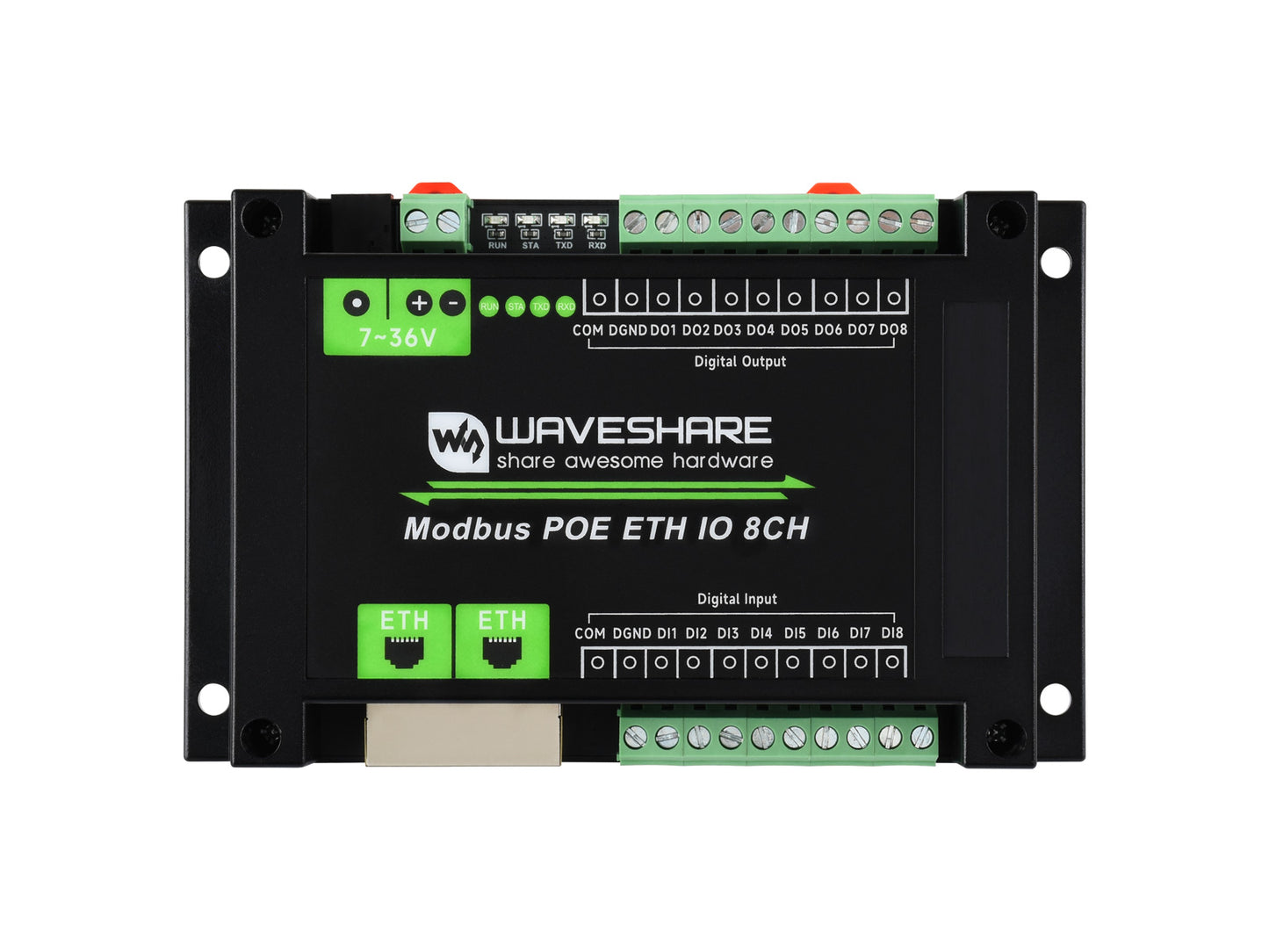 Industrial 8-Ch Ethernet Digital Input/Output Module, Modbus RTU / TCP Protocol, Supports PoE Power Supply, With Various Isolation And Protection Circuits