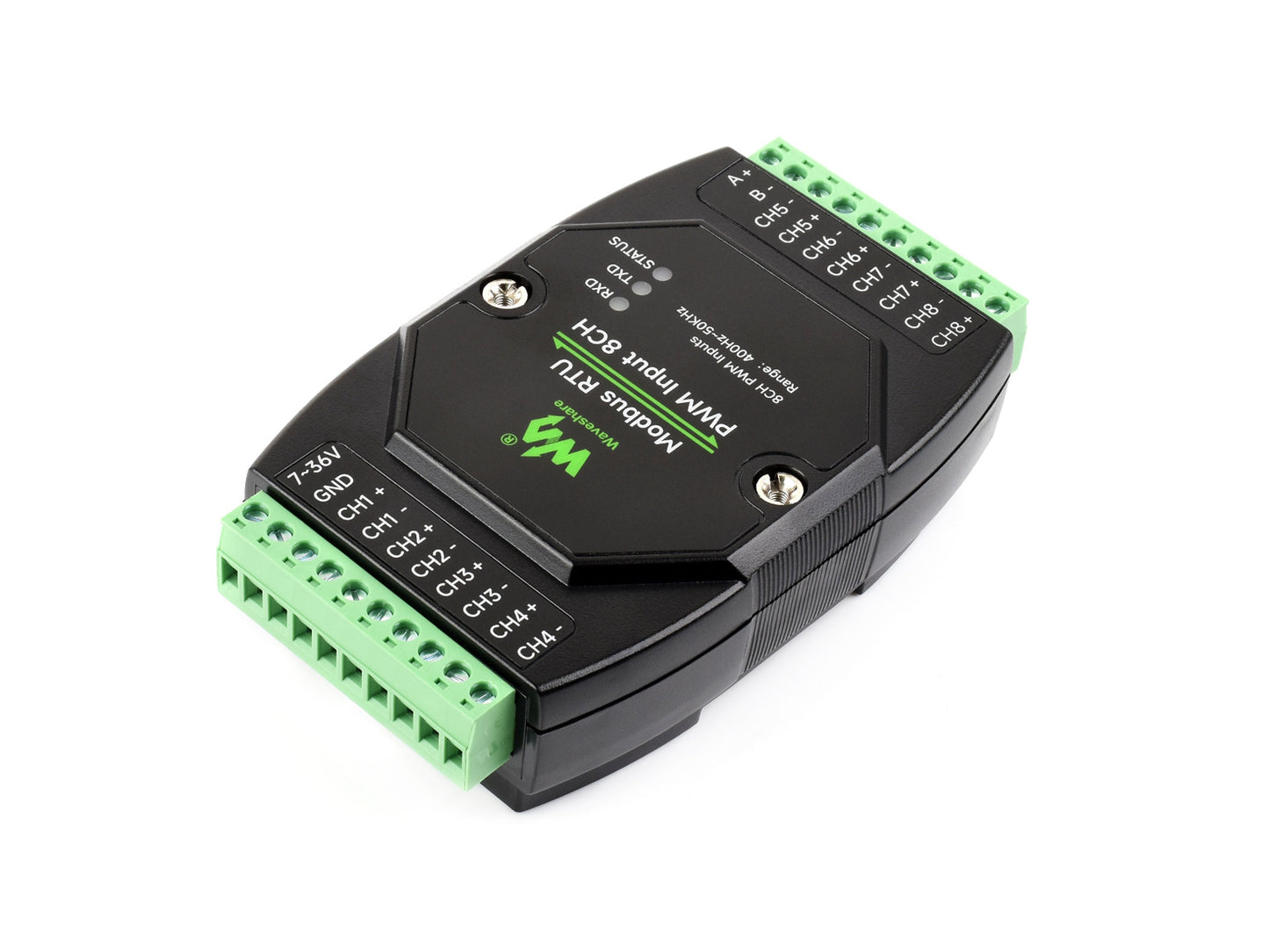 Industrial 8-Ch PWM Input Module, Modbus RTU Protocol, Isolated RS485 Interface, Supports Frequency And Duty Cycle Acquisition, With Various Isolation And Protection Circuits
