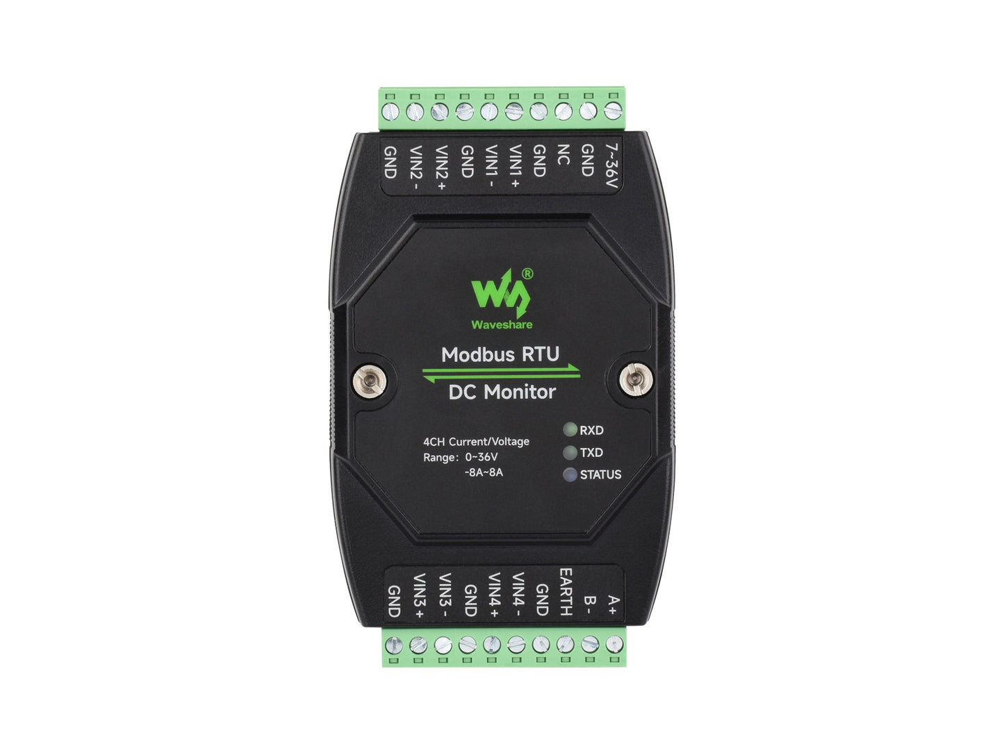 Industrial 4-Ch DC Monitoring Module, 16-bit High-Precision Acquisition, Supports Voltage and Current Measurement, Modbus RTU Protocol