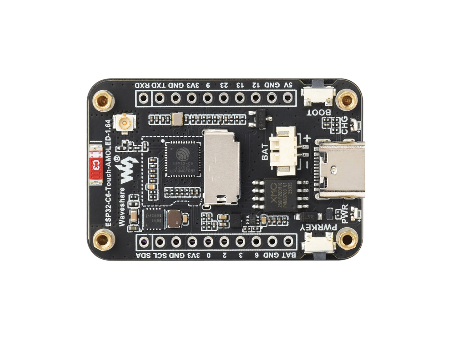 ESP32-C6 1.64inch AMOLED Touch Display Development Board, 280 × 456 Resolution, 16.7M Color, QSPI Interface, Supports Wi-Fi 6 And BLE 5