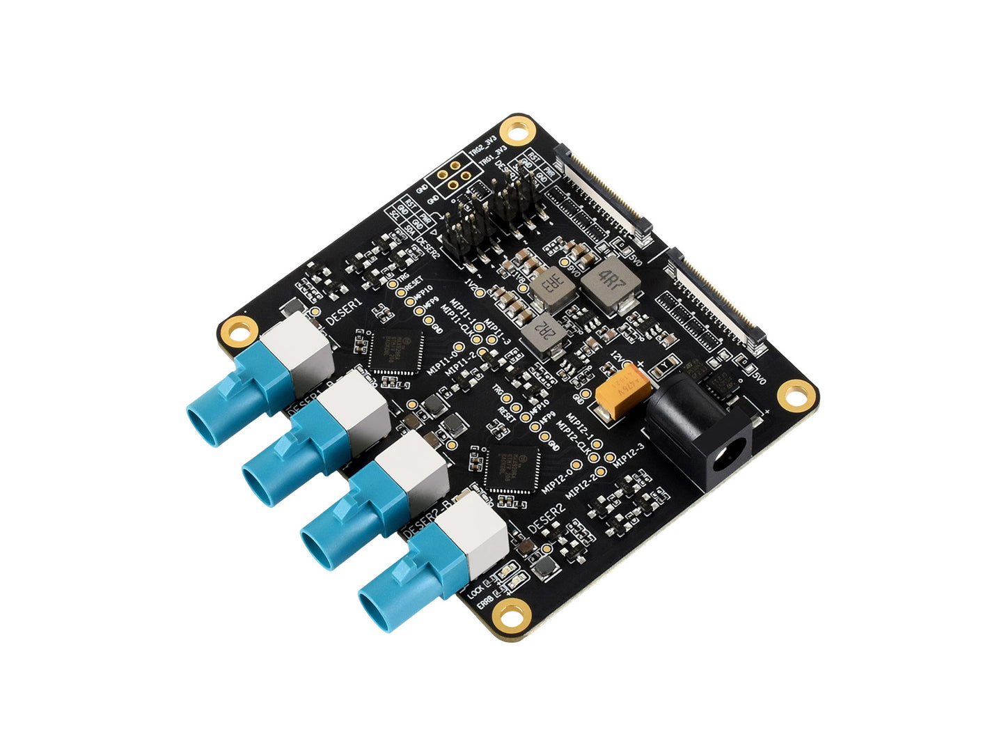4-Ch GMSL Camera Adapter Board, Equipped With MAX9296 Deserializer, High-Speed And Low-Latency Serial Transmission, Compatible With Raspberry Pi 5