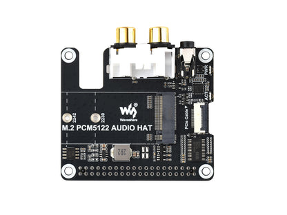 PCIe To M.2 HAT With I2S Audio Extension For Raspberry Pi, Supports NVMe Protocol Solid State Drive, Onboard 3.5mm Headphone Jack And RCA Connector, Driver-free