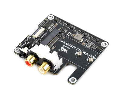 PCIe To M.2 HAT With I2S Audio Extension For Raspberry Pi, Supports NVMe Protocol Solid State Drive, Onboard 3.5mm Headphone Jack And RCA Connector, Driver-free