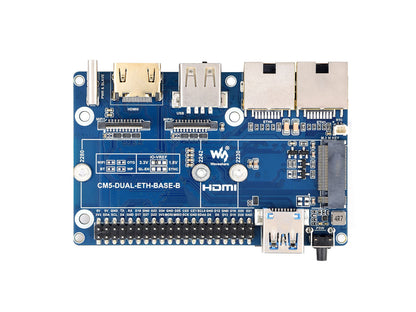 Gigabit / 2.5G Dual Ethernet Mini-Computer (B) Based On Raspberry Pi CM5 (NOT included), Dual RJ45 Ethernet Ports, Supports 4K Display Output And Dual MIPI Interfaces