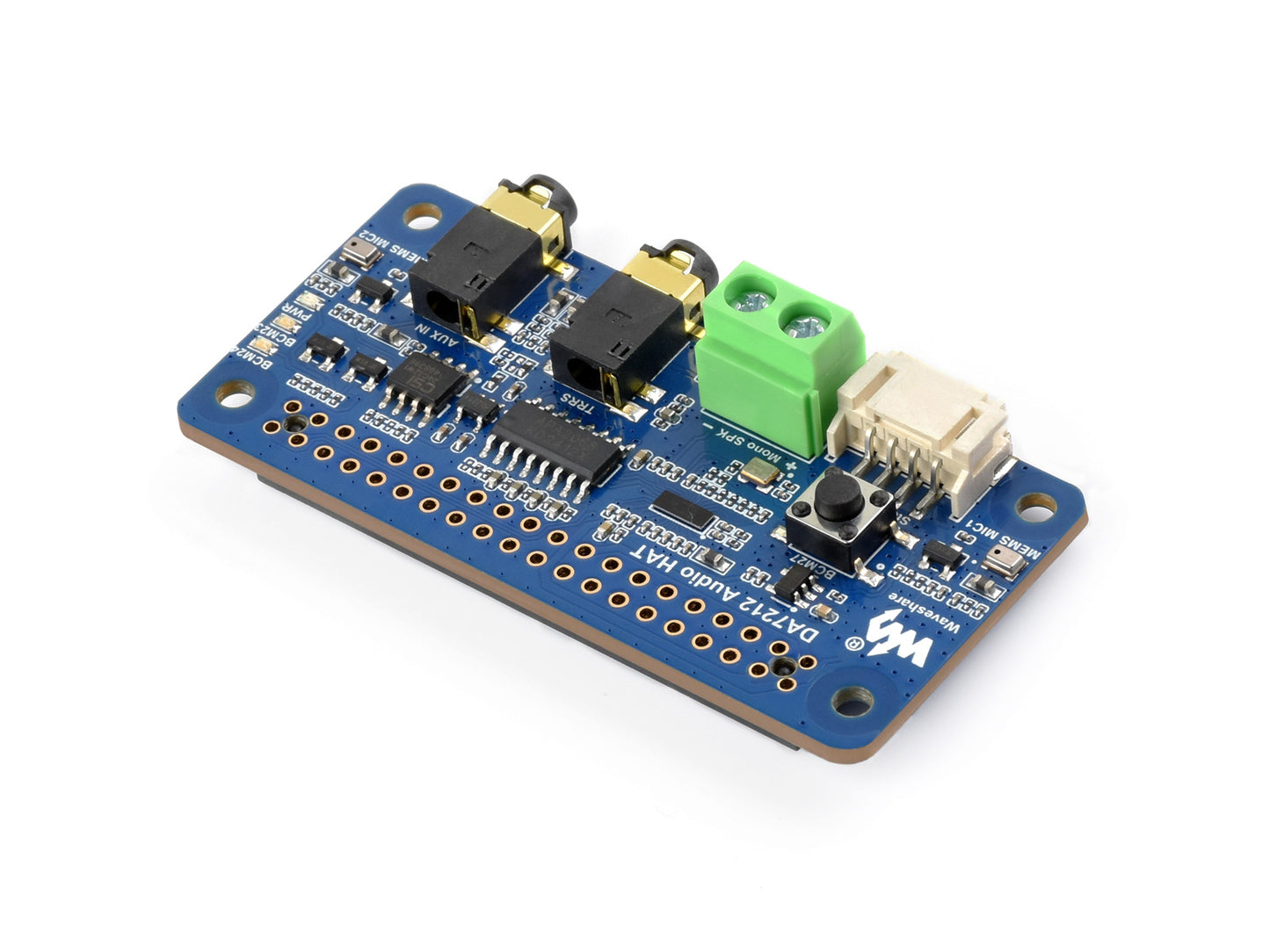 DA7212 I2S Audio Board For Raspberry Pi, Stereo Encoding/Decoding, Onboard Dual Microphones, Compatible With Raspberry Pi Series Boards