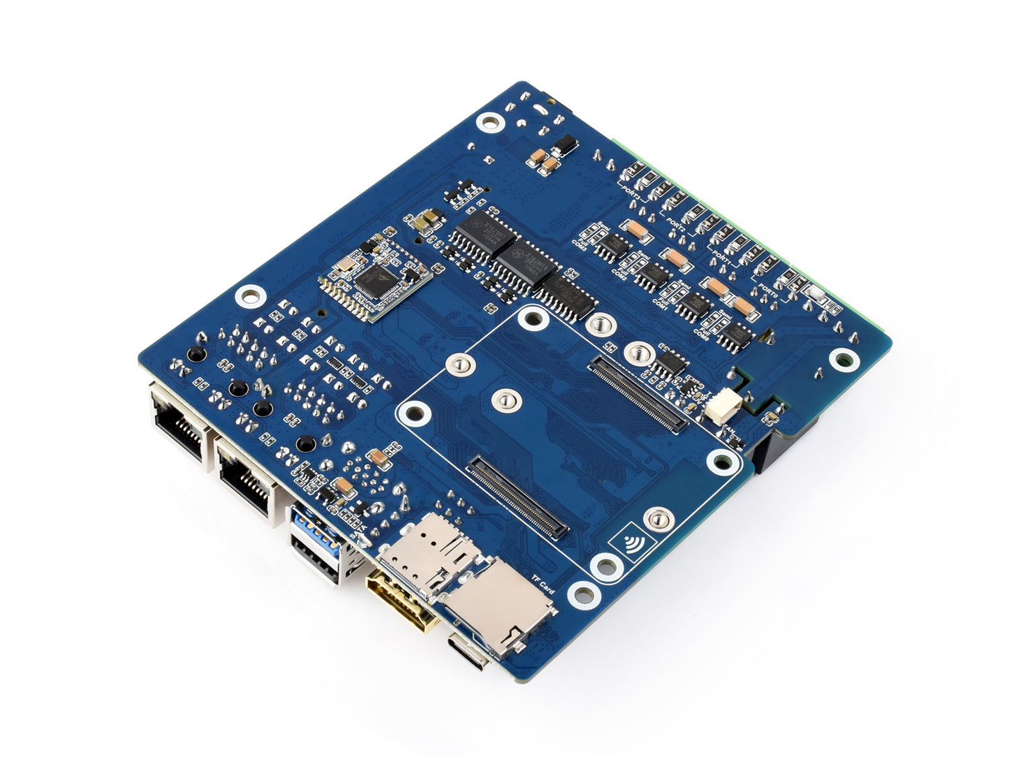 Gigabit/2.5G Dual Ethernet Multi-Function Expansion Board Based On Raspberry Pi CM5 (NOT included), Supports RS485 Industrial Communication, 4G / 5G Module And 4K Display Output